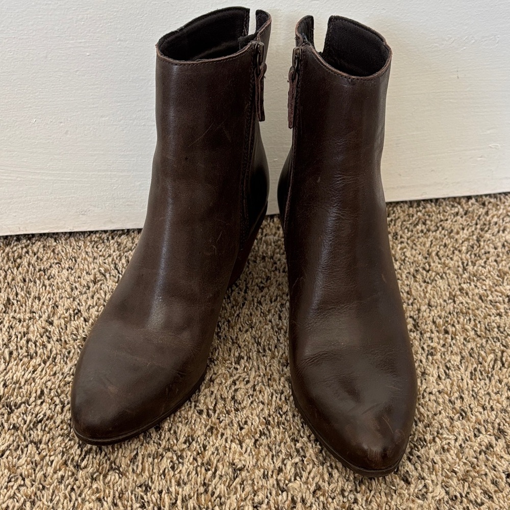 Frye Leather Megan Brown Ankle Boots